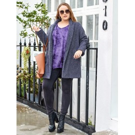 LARACE Plus Size Tie Dye Tops for Women Tunic Asymmetrical Dress Shirts 3/4 Sleeve V Neck Flowy Ladies Clothes for Leggings (B-Purple 2X)