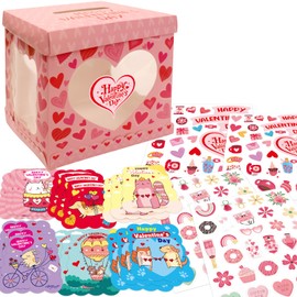 WorldBazaar 36 Pack Valentines Day Animal Cards With Envelopes Cat Dog DIY Craft Mailbox with Windows DIY Valentine' Box for Kids Classroom School Exchange Gift Party Favors