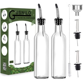 Gusnilo 8 oz (250ml) Oil and Vinegar Dispenser Set - 2PCS Olive Oil Dispenser Bottles, Syrup Dispenser & Kitchen Oil Bottles with Pour Spouts and Funnel