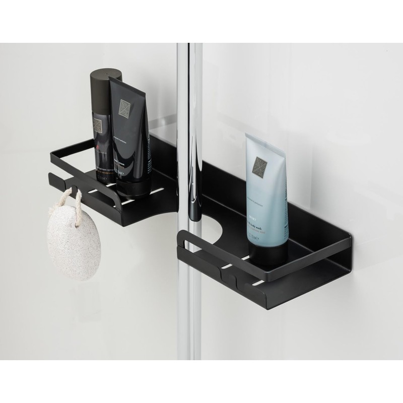 WENKO Turbo-Loc® Altarella S Shower Rail Caddy, Black, No Drilling