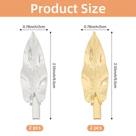 CURASA Leaf Hair Clips For Women Girls 4PCS Leaf-shaped Alligator Hairclips Gold Sliver Metal Barrettes Toga Party Greek Goddess Costume Vintage Bobby Pins Hair Decorations Bridal Leaves Accessories