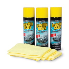 Invisible Glass 99011 19-Ounce 3-Pack Premium Glass Cleaner Kit for Auto and Home for a Streak-Free Shine, Safe for Tinted Windows, Ammonia Free Foam Glass Cleaner Includes Three Microfibers