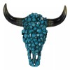 Southwest Steer Bison Bull Cow Skull With Mosaic Turquoise Rocks