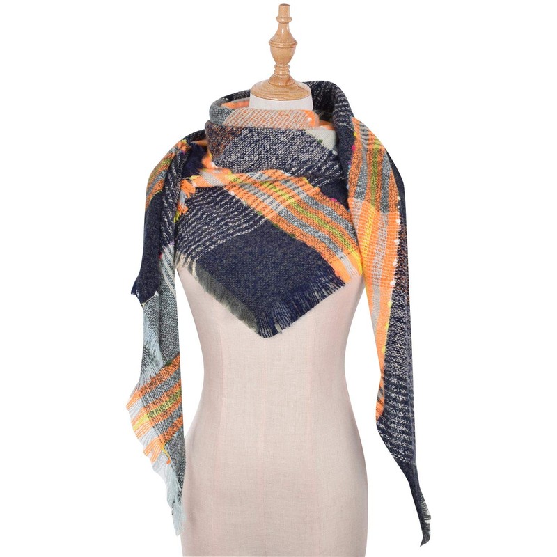 Yuson Girl Women's Checked Winter Scarf Square Blanket Scarf Soft