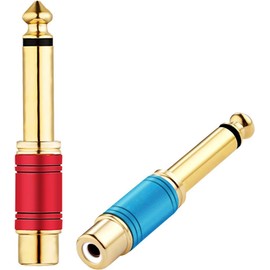 tisino RCA to 1/4 Adapter, Gold Plated Pure Copper RCA Female to Quarter Inch Jack TS Mono Adapter Audio Connector - Multicolor 2 Pack