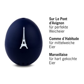 PiepEi France - Singende Eieruhr zum Mitkochen - Eierkocher für 3 Härtegrade - Paris Geschenk mit Eiffelturm - Lustiges Kochei - Musik Eggtimer - Brainstream