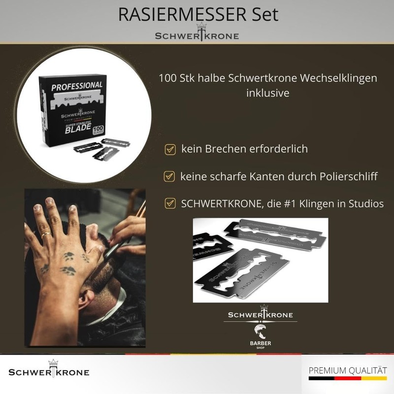 Schwertkrone Razor, Stainless Steel + 100 Half Derby Interchangeable Blades