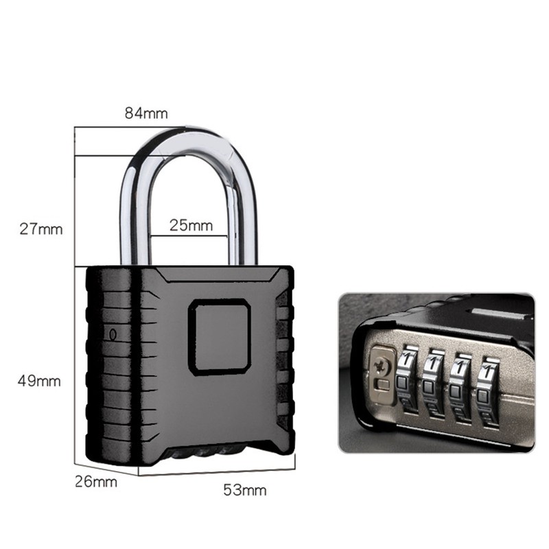 Security Padlock 4 Digits Resettable Combination Lock Stainless Steel for
