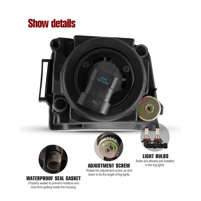AUTOWIKI Fog Lights for 2003-2005 Toyota 4Runner OEM Replacement Fog