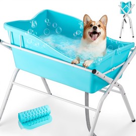 ACCUCRAFT Dog Bath Tub, Portable Dog Washing Bathing Station, 3 Levels Elevated Foldable Dog Bath for Shower and Grooming, Collapsible Shower Bathtub Pet Tub for Small and Medium Size Dogs