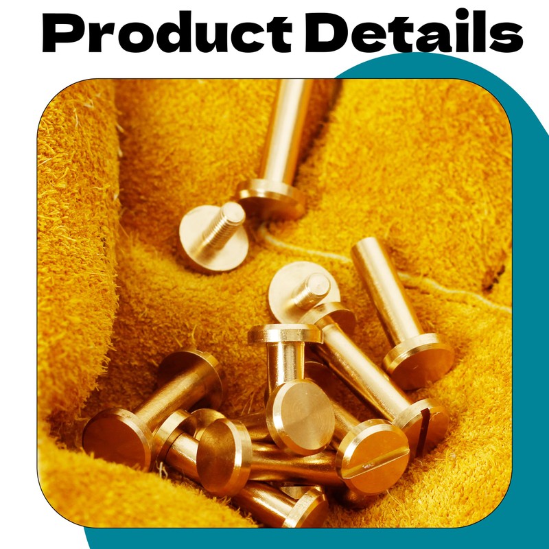Zhooooonglf Brass Chicago Screws 8×4×15mm 12Pack Rivets Bookbinding Stud Screws