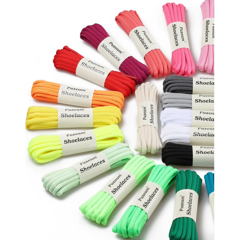 Puzeam 2 Pairs Oval Athletic Shoelaces 30 Colors 1/4" Half