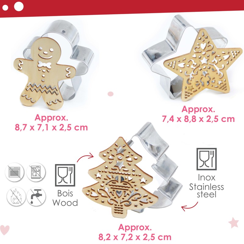 ScrapCooking - Set of 3 Cookie Cutters + Christmas Wooden