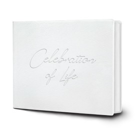 Elegant​ ​​Funeral Guest Book & Memory Book for Memorial Service - Celebration of Life Decorations - Guest Register Book for Funeral, Life Celebration Events​, 100 Pages (9.5"x7.5") (White​)