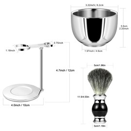 GRUTTI Premium Shaving Brush Set，Luxury Razor and Brush Stand Soap Bowl and Badger Hair Shaving Brush Gift Shaving Sets for Men-Black