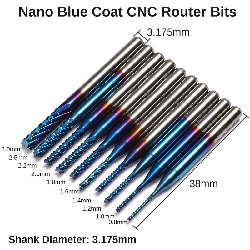 Genmitsu 40pcs End Mills CNC Router Bits, 1/8" Shank CNC