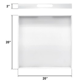 Bam & Boo 20" x 20" x 2" Square Natural Bamboo Ottoman Tray with Handles, White