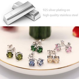 BQFIFE Small Stud Earrings for Women Sterling Silver 4mm Hypoallergenic