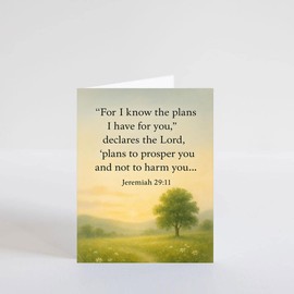 PICTURE THIS PRINTS Jeremiah 29:11 Prayer Encouragement Card, Bible Verse Prosperity Card, Plans to Prosper You Religious Support Greeting Card, Comes with Envelope (5x7”)