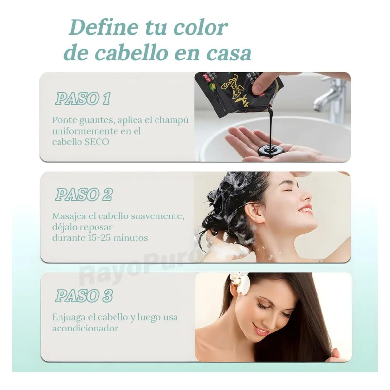 15 Piezas Paquete Shampoo Tinte Instantáneo 15min Cubre Cana