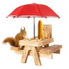 Squirrel Picnic Table Feeder Replacement Mini Umbrella for Outside (Bright-Red)