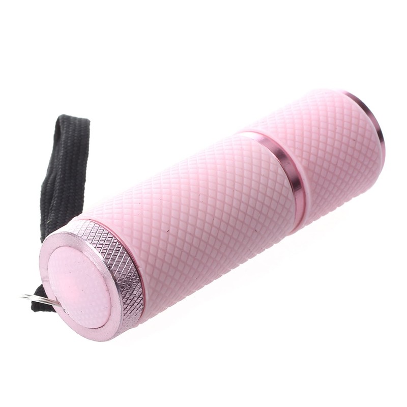 2X Outdoor Mini Pink Rubber Coated 9-LED Flashlight Torch