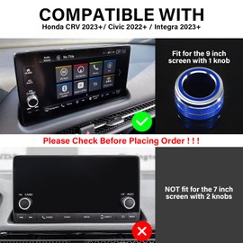 KENTUTO for Honda Civic Accessories 2025 2024 2023 2022 for Honda CRV Accessories 2025 2024 2023 Warning Light, A/C, Air Vent, Radio, Push Start Button Knob Cover/Ring (Blue)