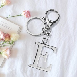 ORUZA Letter Keyring Alphabet Initial Keychain, Metal Letter Key Ring for Women Men Handbag Wallet Purses Letter E
