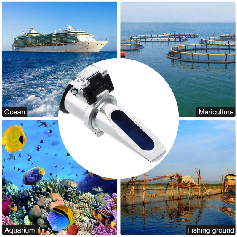 Domary Salinity Refractometer Handheld Seawater Hydrometers Optical Salinity Tester Portable