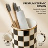 Checkered Ceramic Toothbrush Holder, Cute & Durable for Bathroom, Ideal