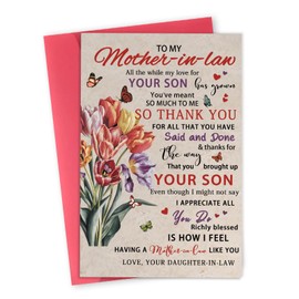 LiuuLi Mother's Day Card for Mother in Law,Funny Mother-In-Law Mother's Day Gifts,Lovely Mothers Day Card from Son and Daughter in Law