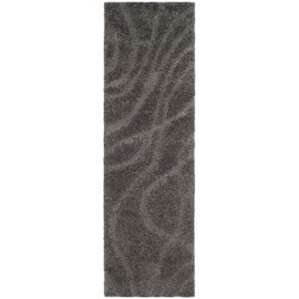 SAFAVIEH Florida Shag Collection Runner Rug - 2'3" x 11', Grey & Grey, Non-Shedding & Easy Care, 1.2-inch Thick Ideal for High Traffic Areas in Living Room, Bedroom (SG471-8080)