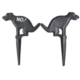 Eidoct No Dog Pooping Solid Cast Iron Yard Sign, Grass Lawn Garden Decoration, 7.8" x 10.6" Cast Iron No Pooping Dog Signs,Black