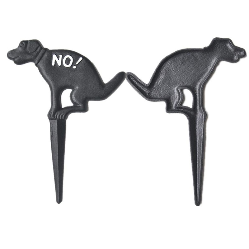 Eidoct No Dog Pooping Solid Cast Iron Yard Sign, Grass