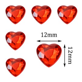 Shapenty 12mm Flat Back Acrylic Heart Rhinestones Crystal Gems for Valentine’s Day Wedding Decoration Table Scatter DIY Craft Card Jewelry Making, 200PCS (Red)