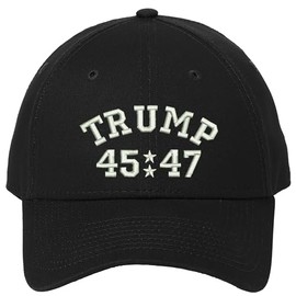 Trump 45/47 Embroidered NewErra Brand One Size Fits All Structured Base Ball Hat (US, Alpha, One Size, Black/White)