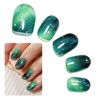 MIZHSE Semi Cured Gel Nail Strips, Green Cat Eye 30PCS