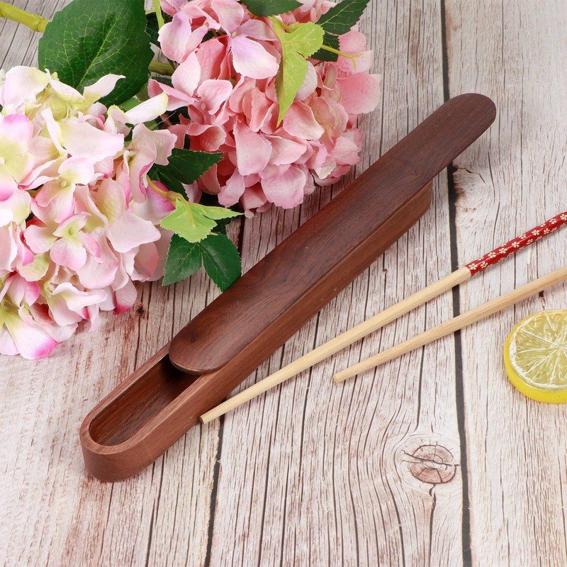Portable Travel Reusable Wooden Chopsticks Box Spoon Storage Case Container