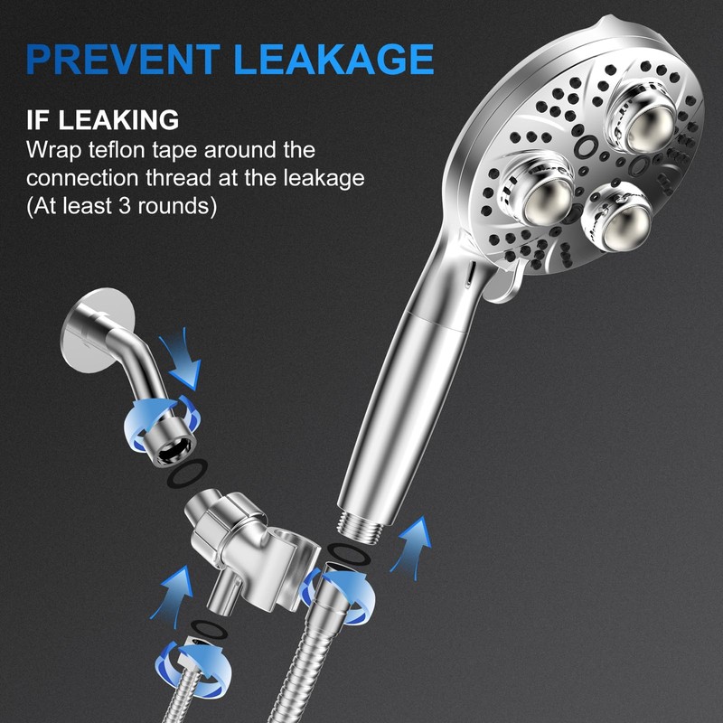 Filter Handheld Shower Head for Residual Chlorine Remove,10-Spray Modes Massage
