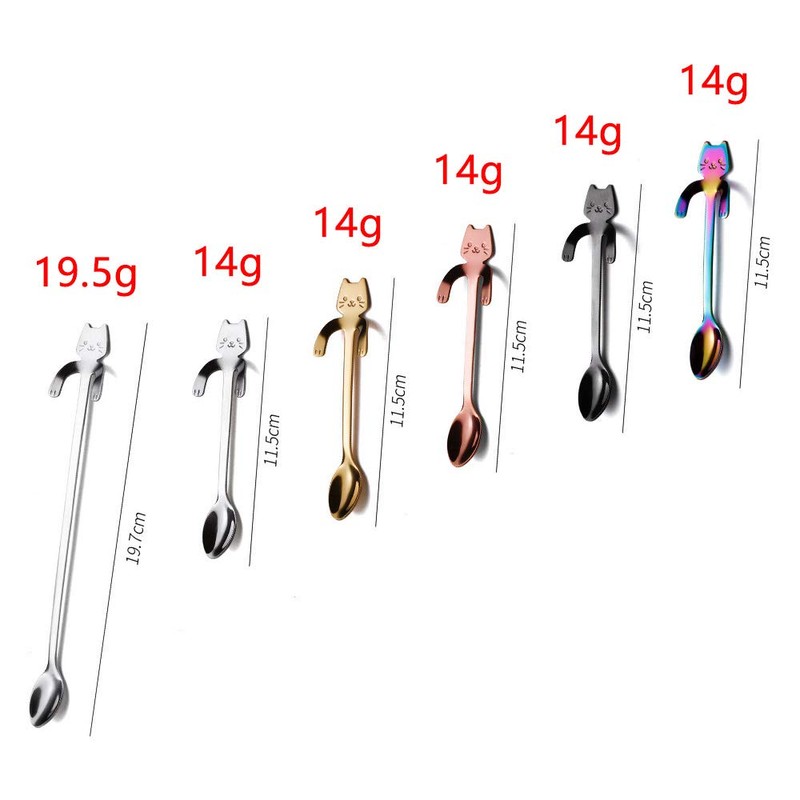 MINGZE 6 Pack Mini Cat Coffee Spoon, 5 Spoons +
