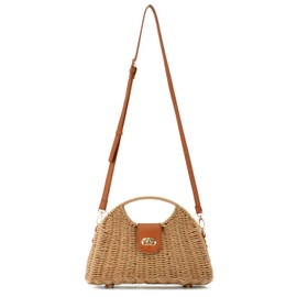 EVEOUT Straw Cross-Body Bag for Women Girls Summer Fashion Straw Hobos Shoulder Bag Beach Woven Basket Handbags for Holiday Travelling