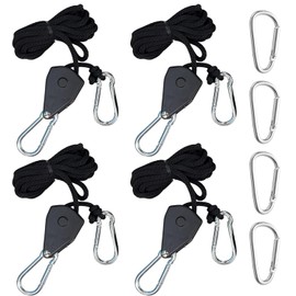NIDHFG 4-Piece Lift Rope Pulley Adjuster And 4-Piece Carabiner, Multi-Function Lanyard, Lamp Lanyard, Adjustable Rope.