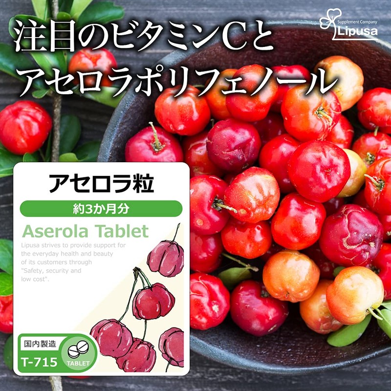 【リプサ公式】 アセロラ粒 約3か月分×2袋 T-715-2 ビタミンC含有 国内製造