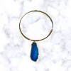 Fashion Jewelry Blue agate pendant necklace
