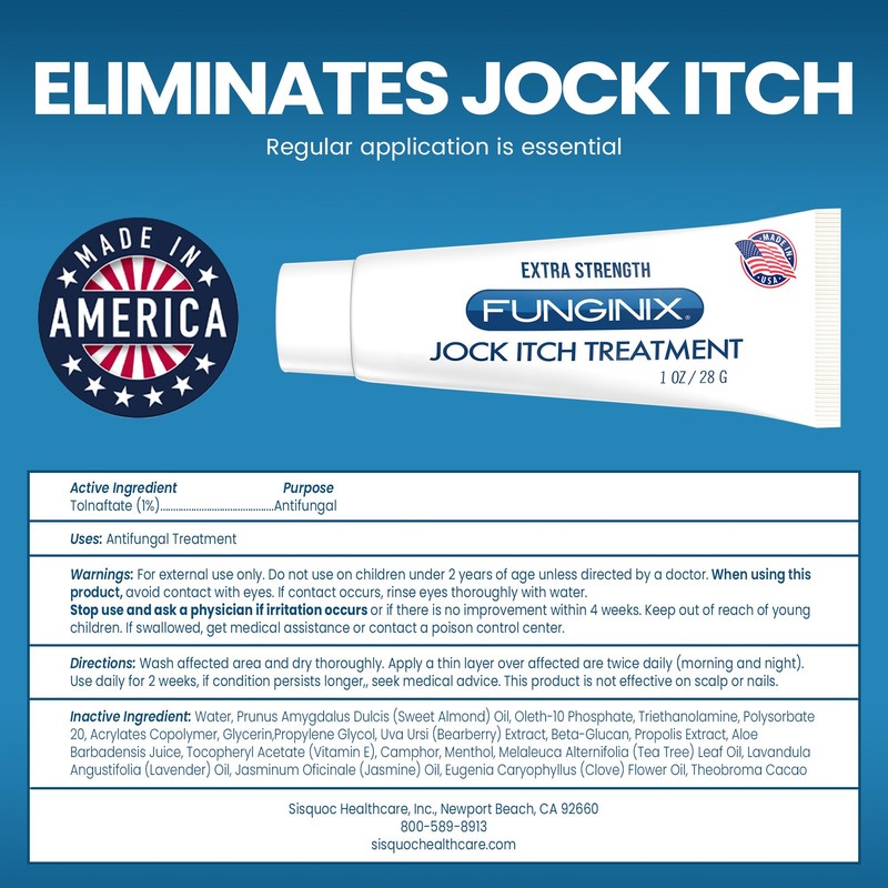 FUNGINIX Jock Itch Treatment - Relieves Itching, Burning, Scaling, and
