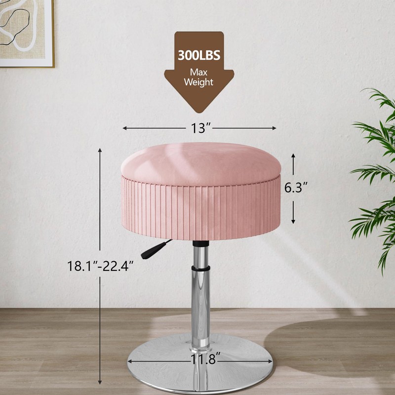 ACEQLYT Adjustable Vanity Stool with Storage, Modern Pink Vanity Chair
