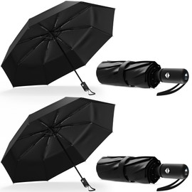 Rain-Mate Compact Travel Stick Umbrella - Pocket Portable Folding Windproof Mini Umbrella - Auto Open and Close Button and 8 Rib Reinforced Canopy