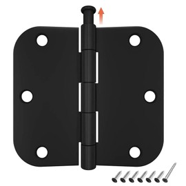 HOSOM - Paquete de 12 bisagras redondeadas para puerta de color negro mate de 3.5 x 3.5 pulgadas con radio de 5/8, bisagras de puerta interiores negras de 3 1/2, herrajes de 3 ½ "x 3 ½"