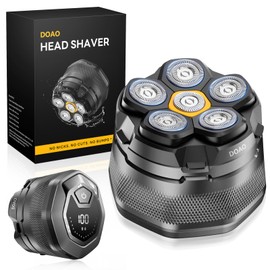 DOAO Men's Head Shaver, 6D Flexible Razor for Bald Men, Wet/Dry Electric Razor, Rotary Shaver with LED Display, USB-C Port, Travel Lock (A6-Plus)