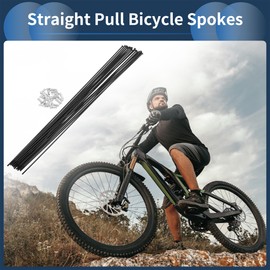 INFINAUTO 20 Set 14G Straight Pull Bicycle Spokes 287mm Straight Pull Bike Wheel Spokes Carbon Steel Black